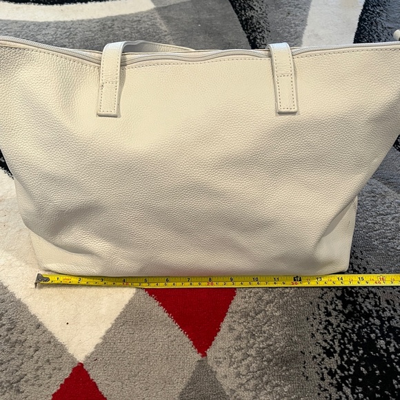 Joy Mangano Clothes It All White Textured Leather Top Handle zip Closure Purse - Picture 13 of 16